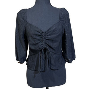 Urban Romantics Y2K Baby Doll Puff Sleeve Top Black Size L Whimsygoth Coquette